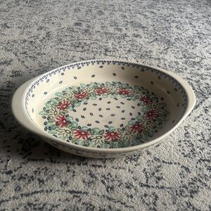 Boleslawiec Stoneware Texas serving plate approx 18” Oval.